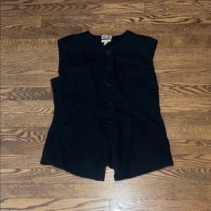 Black Sleeveless Button-Up Vest